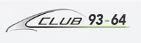 Logo avec une silhouette de voiture élégante au-dessus du texte "CLUB 93-64" en noir, avec une fine ligne jaune sous les chiffres.