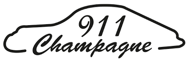 Schéma d'une voiture avec le texte "911 Champagne" écrit à l'intérieur ; "911" en chiffres gras et "Champagne" en écriture cursive en dessous, faisant référence à un véhicule Porsche 911.